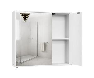 SONGMICS HOME Mobiletto da Bagno con Specchio, Montaggio Rapido Senza Attrezzi Toolless, Specchio con Vano Contenitore, Ripiani Regolabili e Ante, Moderno, 15 x 60 x 55 cm, Bianco Neve BBC114WE01