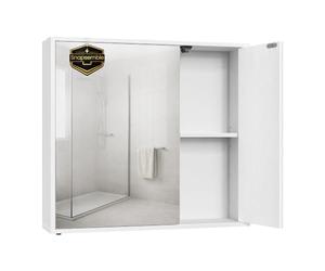 SONGMICS HOME Mobiletto da Bagno con Specchio, Snapsemble Montaggio Rapido, Specchio con Vano Contenitore, Ripiani Regolabili e Ante, Moderno, 15 x 60 x 55 cm, Bianco Neve BBC114WE01