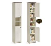 SONGMICS HOME Mobiletto da Bagno Stretto, Montaggio Rapido Senza Attrezzi Toolless, Mobile Compatto con Ripiani Regolabili per Soggiorno, Ingresso, 30 x 30 x 170 cm, Bianco Vintage BBC667WJ01