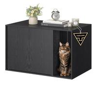 SONGMICS HOME Mobiletto Lettiera per Gatti, Snapsemble Montaggio Rapido | Mobile Copri-Lettiera, Casetta per Gatti, Ante a Pressione, 80 x 50 x 53 cm, Nero Ebano, Collezione Kadin PCL013B03
