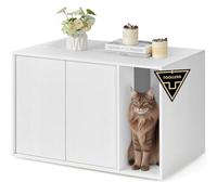 SONGMICS HOME Mobiletto Lettiera per Gatti, Snapsemble Montaggio Rapido | Mobile Copri-Lettiera, Casetta per Gatti, Ante a Pressione, 80 x 50 x 53 cm, Bianco Neve, Collezione Kadin PCL013W01