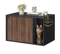 SONGMICS HOME Mobiletto Lettiera per Gatti, Snapsemble Montaggio Rapido | Mobile Copri-Lettiera, Casetta per Gatti, Ante a Pressione, 80 x 50 x 50 cm, Nero e Marrone, Collezione Kadin PCL013BK01