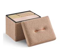 SONGMICS HOME Piccolo pouf pieghevole, poggiapiedi, 30 x 40 x 30 cm, ottomano con contenitore, carico fino a 129,7 kg, per soggiorno, camera da letto, dormitorio, marrone cammello ULSF094K01