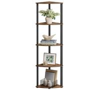 SONGMICS HOME Scaffale Angolare senza Attrezzi, 5 Ripiani, Montaggio Veloce, Libreria, Tubi in Acciaio, Robusto, 38,3 x 139 cm, per Camera da Letto, Cucina, Marrone Vintage LBC610K01