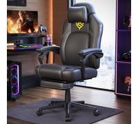 SONGMICS HOME Sedia da Gaming Ergonomica per Computer Con Poggiapiedi e Poggiatesta, Pelle Sintetica, Altezza Regolabile, Nero Inchiostro OBG072B01