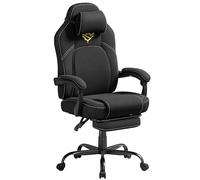 SONGMICS HOME Sedia da Gaming, Sedia Ergonomica per Computer con Poggiapiedi, Poltrona con Poggiatesta, Cotone-lino, Altezza Regolabile, Nero Inchiostro OBG072BH03