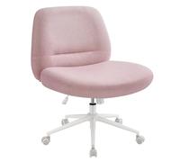 SONGMICS HOME Sedia da Ufficio, Sedia da Studio Girevole, Stile Contemporaneo con Base a Stella, Seduta Ampia e Confortevole, Altezza Regolabile, Tessuto Cotone-lino, Rosa Pastello OBG047R01