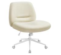 SONGMICS HOME Sedia da Ufficio, Sedia da Studio Girevole, Stile Contemporaneo con Base a Stella, Seduta Ampia e Confortevole, Altezza Regolabile, Tessuto Cotone-lino, Bianco Crema OBG047W01