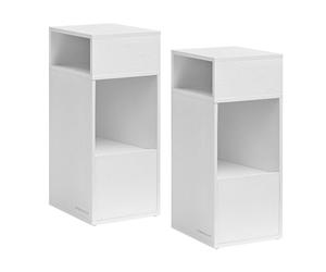 SONGMICS HOME Set di 2 Comodini Sottili, Snapsemble Montaggio Rapido | Set di 2 Tavolini con 2 Scomparti Aperti e 1 Cassetto, 30 x 25 x 59,4 cm, Bianco Neve, Collezione KADIN, LET912WE01