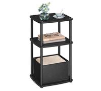 SONGMICS HOME Tavolino, Comodino, 3 Ripiani, Cestino in Tessuto, per Camera da Letto, Soggiorno, Struttura in Acciaio, 30 x 34 x 58 cm, Moderno, Nero Ebano LET286B01