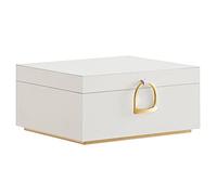SONGMICS Joyero 2 Capas, Joyero con Asa, Bandeja Flexible para Joyas, Caja para Joyas, Efecto Flotante, 20,5 x 24 x 11 cm, Idea Regalo, Blanco JBC165W01