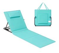 SONGMICS Lettino da Spiaggia, Sedia a Sdraio, Lettino Prendisole, Cuscino, Schienale Inclinabile, Portatile con Manico, per Campeggio Giardino Piscina, 158 x 55 cm, Blu Turchino GCB151C01