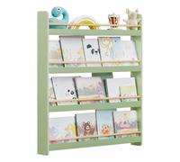 SONGMICS Libreria Montessoriana per Bambini, Scaffale per Giocattoli a 4 Ripiani, Libreria da Parete, Mobile per Cameretta Stanza dei Giochi, Verde Alloro e Naturale GKR014CE02
