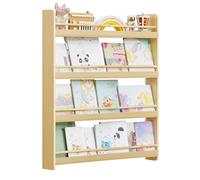 SONGMICS Libreria Montessoriana per Bambini, Scaffale per Giocattoli a 4 Ripiani, Libreria da Parete, Mobile per Cameretta Stanza dei Giochi, Colore Naturale GKR014YZ01
