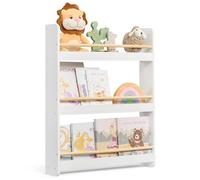 SONGMICS Libreria per Bambini, Scaffale per Giocattoli a 3 Ripiani | Libreria da Parete, Mobile per Cameretta Stanza dei Giochi, Bianco e Giallo, Collezione TEZA GKR013W02
