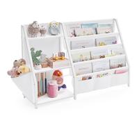 SONGMICS Libreria per Bambini, Scaffale per Giocattoli, Mobile Cameretta, Portagiochi, con Tasca Laterale, Alto 75 cm, Cameretta per Bambini, Stanza dei Giochi, Bianco GKR024W01