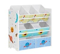 SONGMICS Libreria per cameretta per bambini con 7 scatole portaoggetti in tessuto non tessuto, libreria per bambini, organizer per giocattoli, 29,5 x 62,5 x 60 cm, bianco