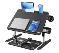 SONGMICS LLD113BC01 - Tavolo per computer portatile, 56 x 40 cm, regolabile in altezza a 120°, con porta bevande, cassetto, portatile, colore: nero