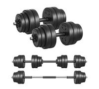 SONGMICS Manubri 2 in 1, Set di Bilanciere Corto, con Tubo di Collegamento in Acciaio, 2 x 15 kg, Allenamento, Fitness, Sollevamento Pesi per Casa, Palestra, Nero Inchiostro SYL30HBK