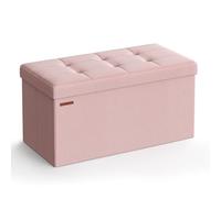 SONGMICS MAZIE Collezione - Cassapanca, Pouf Contenitore da 76 cm, Poggiapiedi Pieghevole, Panca Fondo Letto, Montaggio Facile, per Soggiorno, Camera da Letto, Entrata, Rosa Pastello LSF047R11