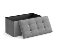SONGMICS MAZIE Collezione - Cassapanca, Pouf Contenitore da 76 cm, Poggiapiedi Pieghevole, Panca Fondo Letto, Montaggio Facile, per Soggiorno, Camera da Letto, Entrata, Grigio Chiaro LSF47G