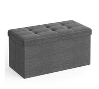 SONGMICS MAZIE Collezione - Cassapanca, Pouf Contenitore da 76 cm, Poggiapiedi Pieghevole, Panca Fondo Letto, Montaggio Facile, per Soggiorno, Camera da Letto, Entrata, Grigio Scuro LSF47K