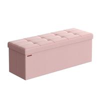 SONGMICS MAZIE Collezione - Cassapanca, Pouf Contenitore, Poggiapiedi Pieghevole da 38 x 110 x 38 cm, Ottomano, Portante 300 kg, per Soggiorno, Camera da Letto, Entrata, Rosa Pastello LSF077R11