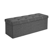 SONGMICS MAZIE Collezione - Cassapanca, Pouf Contenitore, Poggiapiedi Pieghevole da 38 x 110 x 38 cm, Ottomano, Portante 300 kg, per Soggiorno, Camera da Letto, Entrata, Grigio Scuro LSF077G04