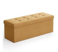 SONGMICS MAZIE Collezione - Cassapanca, Pouf Contenitore, Poggiapiedi Pieghevole da 38 x 110 x 38 cm, Ottomano, Portante 300 kg, per Soggiorno, Camera da Letto, Entrata, Giallo Zenzero LSF077K04