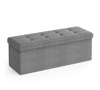 SONGMICS MAZIE Collezione - Cassapanca, Pouf Contenitore, Poggiapiedi Pieghevole da 38 x 110 x 38 cm, Ottomano, Portante 300 kg, per Soggiorno, Camera da Letto, Entrata, Grigio Chiaro LSF77G