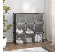 SONGMICS Mensola cubo con 9 scomparti e ante in plastica PP, organizer modulare per scarpe, vestiti, giocattoli, libri