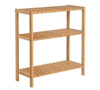 SONGMICS Mensola da Bagno in Legno, Scaffale Portaoggetti, Scaffale a 3 Ripiani per Piante, per Bagno, Soggiorno, Balcone, Cucina, 26 x 60 x 66 cm, Naturale/Bianco e Naturale