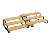 SONGMICS Mensole Cucina, Portaspezie, Set di 2 Organizzatori in Legno Ingegnerizzato, Scaffali Estensibili a 3 Ripiani, per Dispensa, Armadietto, Mobiletto, Beige Naturale e Nero Inchiostro KCS016N01
