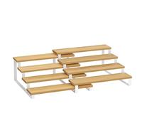 SONGMICS Mensole Cucina, Portaspezie, Set di 2 Organizzatori in Legno Ingegnerizzato, Scaffali Estensibili a 4 Ripiani, per Dispensa, Armadietto, Mobiletto, Beige Naturale e Bianco Nuvola KCS216N02
