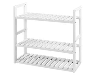 SONGMICS Mensole da Bagno, Scaffale da Bagno con 3 Ripiani Regolabili in bambù, da Parete o da Terra, Porta Piante, per Soggiorno Balcone Cucina, 60 x 15 x 54 cm, Bianco BCB13W