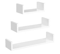 Songmics Mensole da Muro, Set da 3, da Parete, 30/45/60 cm, Decorative, Ogni Mensola con Portata di 10 kg, per Soggiorno Studio Bagno Cucina, Bianco Lucido LWS66W