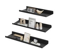 SONGMICS Mensole da Muro, Set di 3 Mensole da Parete in Metallo, Stile Industriale, per Decorazione, Cornici Fotografiche, 6 Viti Incluse, Disposizioni Multiple, Nero LFS12BK