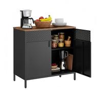 SONGMICS Mobiletto Contenitore, Credenza in Metallo, Doppia Anta con Chiusura Magnetica, Ripiani Regolabili, Struttura in Acciaio, 40 x 80 x 76 cm, Marrone Vintage e Nero Inchiostro LSC102B01