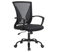 SONGMICS OBN22BK OBN22BK-Sedia da Ufficio, Girevole, Regolabile in Altezza, Funzione di Inclinazione Libera, Seduta e Schienale in Rete Respirante, Max Portata di 120 kg, Nero, Nylon, OneSize