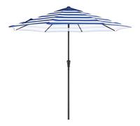SONGMICS Ombrellone, Ø 265 cm, Protezione Solare, 8 Nervature per Ombrellone, Protezione UV Fino a UPF 50+, Pieghevole, con Manovella, Senza Supporto, per Esterni, Strisce Bianche e Blu GPU009Q01