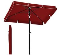 SONGMICS Ombrellone 200 x 125 cm, protezione solare UPF 50+, inclinabile a 30° in 2 direzioni, altezza regolabile, con borsa per il trasporto, per giardino, terrazza, senza base, rosso GPU025R01