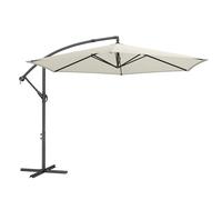 SONGMICS Ombrellone a Braccio 350 cm di Diametro, Ombrellone da Balcone con Base, Protezione Solare, Anti UV UPF 50+, con Manovella per Apertura e Chiusura, per Terrazza, Giardino, Beige GPU117LZ01