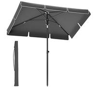 SONGMICS Ombrellone da Balcone 200 x 125 cm, UPF 50+, Inclinazione Bidirezionale a 30°, Altezza Regolabile, con Borsa da Trasporto, Giardino Terrazzo, senza Base, Grigio GPU25GY