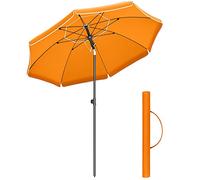 SONGMICS Ombrellone di 200 cm, UPF 50+, Inclinazione Bidirezionale a 30°, Altezza Regolabile, con Borsa da Trasporto, per Balcone Giardino Terrazzo Spiaggia, senza Base, Arancione GPU65OGV1