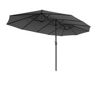 SONGMICS Ombrellone Doppio da Giardino, Parasole di 460 x 270 cm, Extra Grande, UPF50+, con Manovella, per Mercato Esterno Terrazzo, Base non Inclusa, Grigio GPU36GY