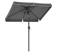 SONGMICS Ombrellone parasole rettangolare 200 x 150 cm, protezione solare UPF 50+, pieghevole su entrambi i lati di 30°, per giardino, terrazza, senza supporto, grigio GPU048G01