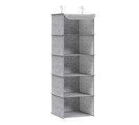 SONGMICS Organizer Armadio da Appendere, Portaoggetti da Appendere Singolo, Pieghevole e Salvaspazio, con Ganci in Metallo e Divisori Interni in Bambù, Stampa in Simil Lino, Grigio Chiaro RCH005W01
