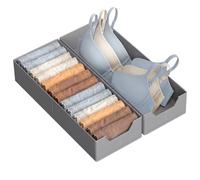 SONGMICS Organizer Cassetti Pieghevole, Divisori per Armadio Interno, Set di 2, 19 x 50 x 10 cm, Organizer Biancheria Intima Salvaspazio, Grigio Tortora, Collezione Tina RUS016GD01