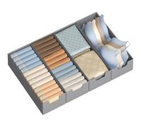 SONGMICS Organizer Cassetti Pieghevole, Divisori per Armadio Interno, Set di 4, 50 x 22 x 10 cm, Organizer Biancheria Intima Salvaspazio, Grigio Tortora, Collezione Tina RUS013G01
