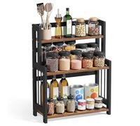 SONGMICS Organizer Cucina in Bambù, Portaspezie Salvaspazio a 3 Ripiani | Scaffale per Ufficio, 41 x 18,6 x 53,5 cm, Nero, Collezione BAMBOU OFS047B01